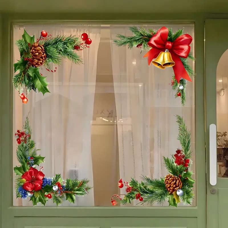 4-Piece Christmas Cane Decorative Window Stickers