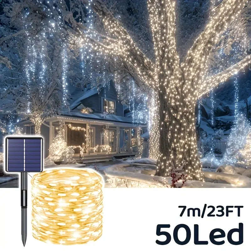Solar Outdoor String Lights Warm White 7M