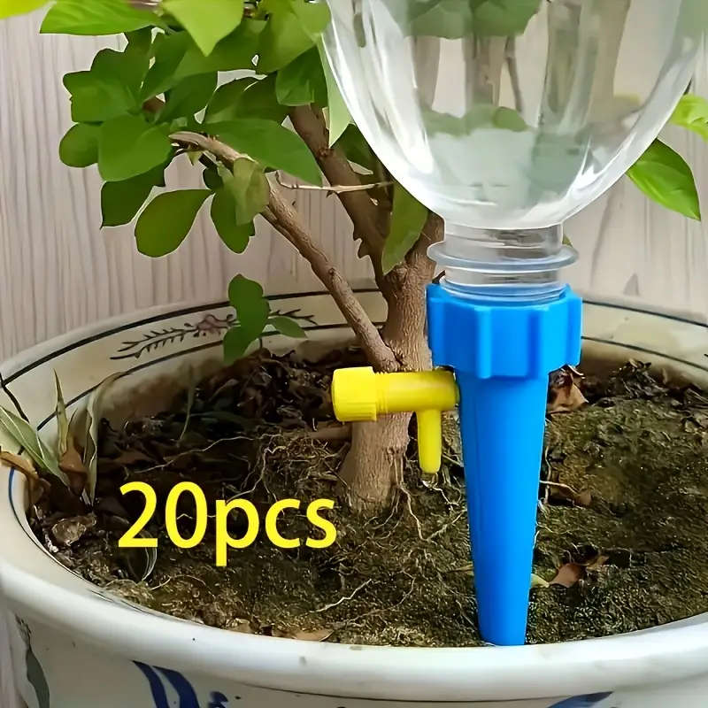 20pcs Plant Watering Drippers with Adjustable Flow Control Valve Polypropylene Self-Irrigation Spike