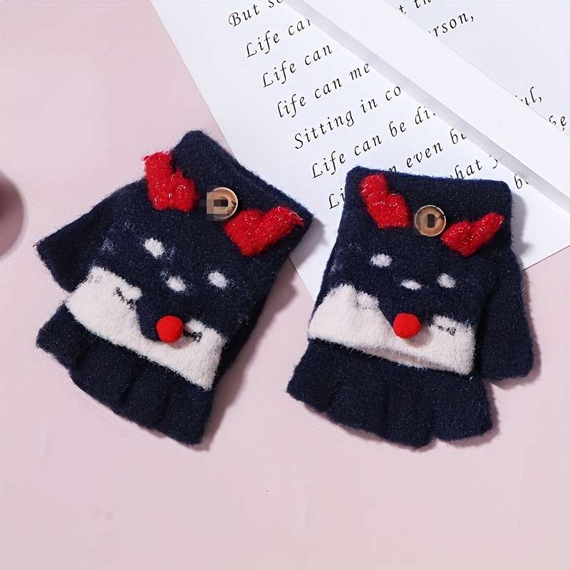 1 Pair Black Warm Gloves