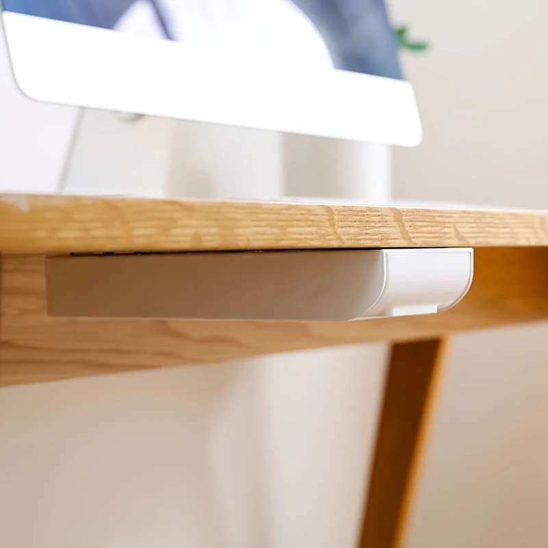 1Pc Sleek Design Self Adhesive Under Desk Drawer Hidden Slide Out Storage Organizer For Office Schoo