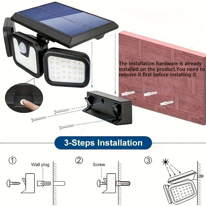 Solar-Powered Multi-Angle Motion Sensor Wall Light | IP44 Solar Outdoor Lights | Auto-Dimming & 270°