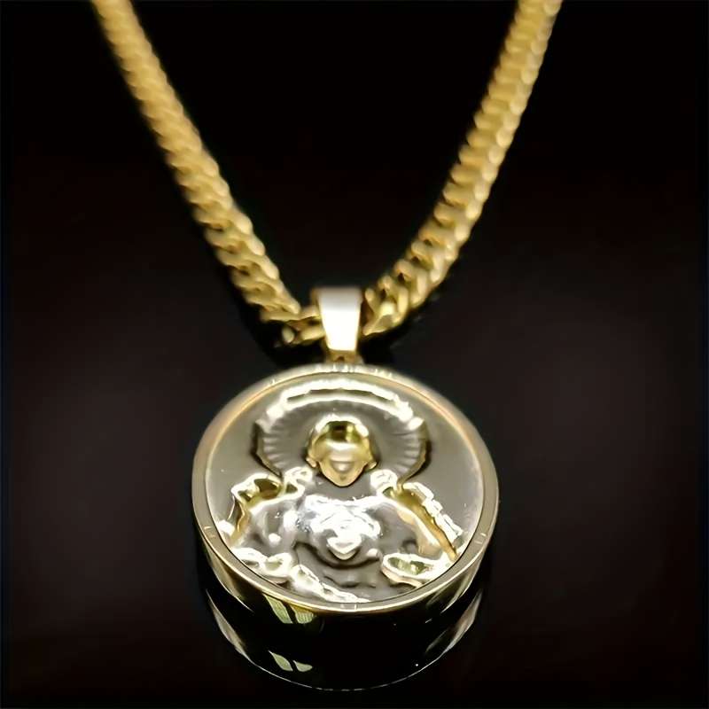 1 Piece Golden Jesus Theme Pendant