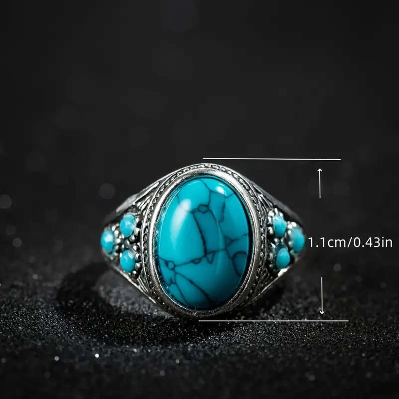 Unique Synthetic Turquoise and Gold Plated Ring