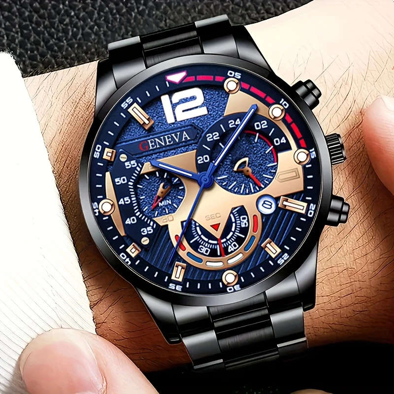 1pc Luxury Men's Quartz Watch Set Business and Casual Timepiece Suitable for School Opening Christma