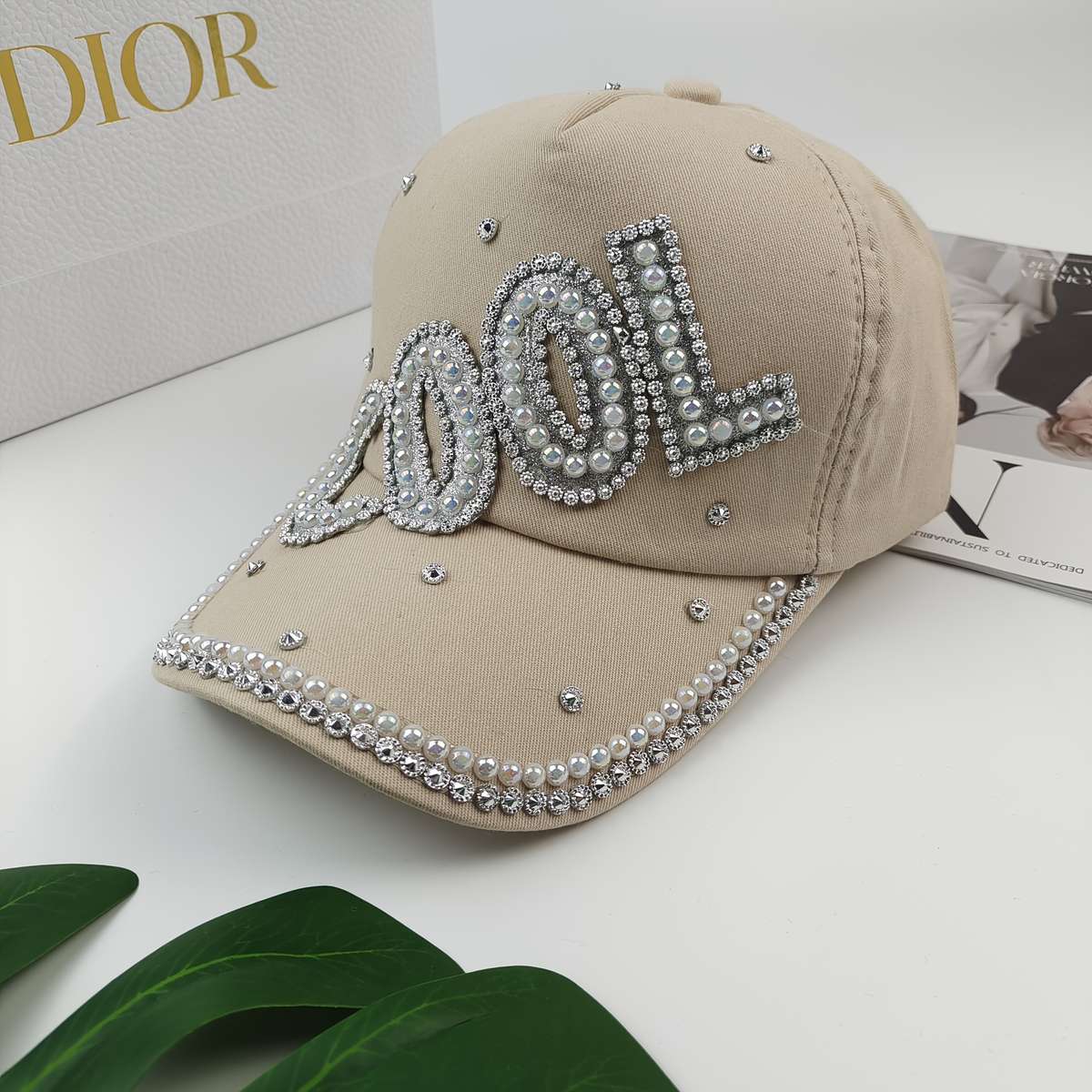 Bling Baseball Cap Hool Rhinestone Studded Sun Hat Lightweight Cotton Blend Adjustable Fit
