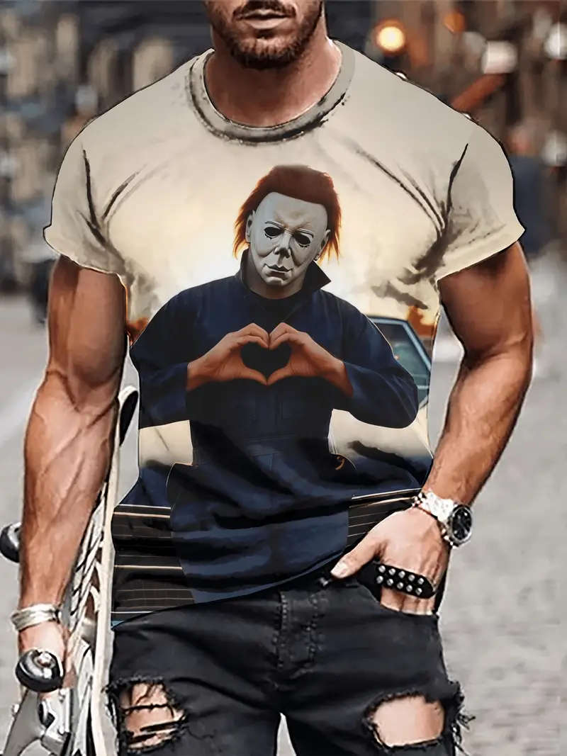 Men's Casual T-Shirt With Round Neck, Breathable, Machine Washable