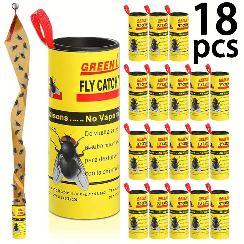 18-Piece Non-Toxic Sticky Fly Traps Heavy Duty Sticky Insect Catcher Reel With Hanging Loop