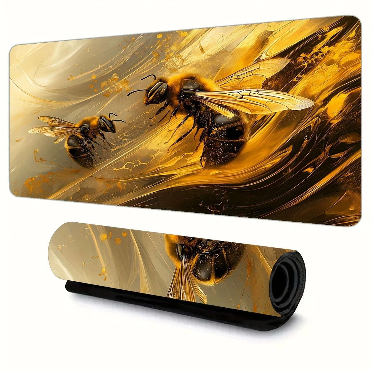 1pc 40x90cm Abstract Art Bee Dynamic Mouse Pad Luxurious and Unique
