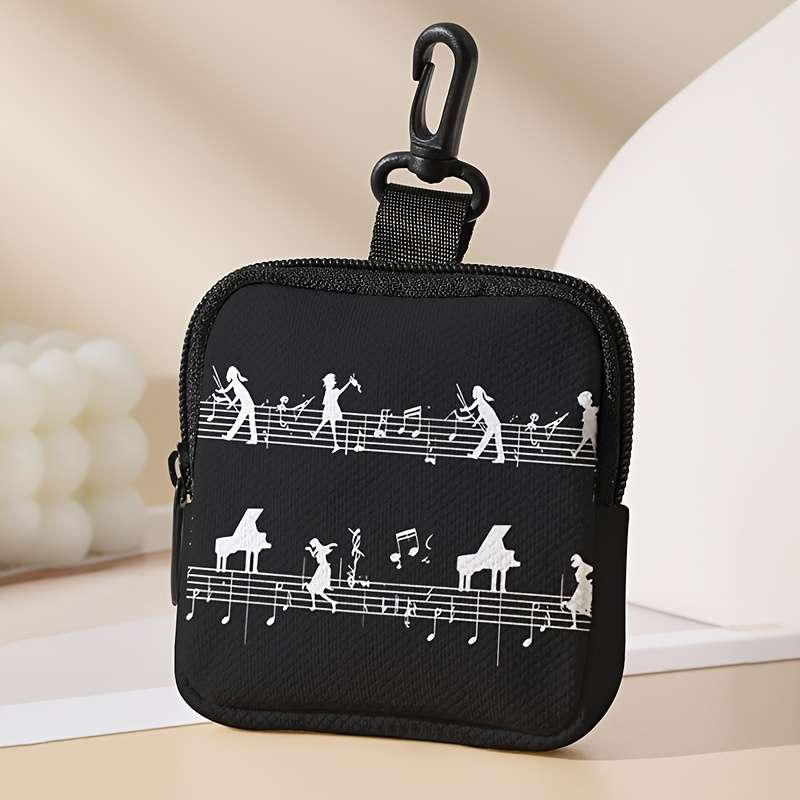 1pc 1pc Coin Purse with Music Note for Man Pattern Print with Buckle and Zipper Pocket Multi-fun