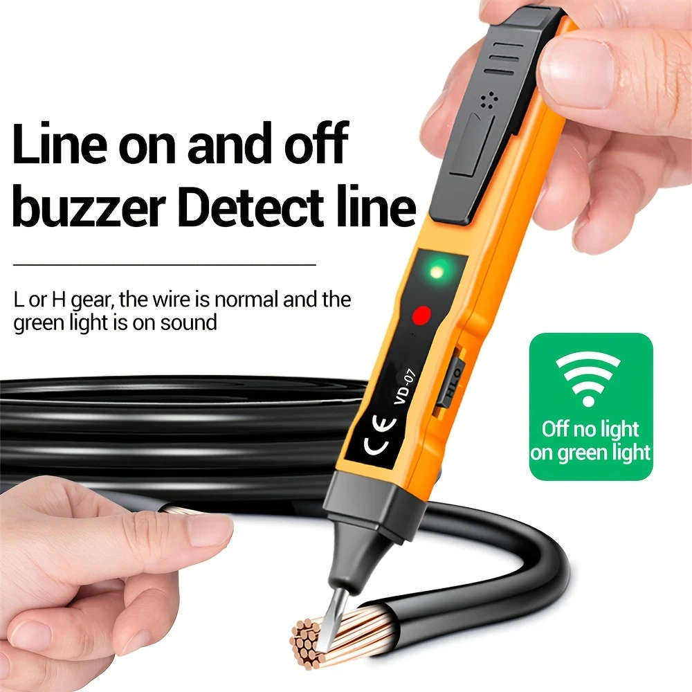 1pc Compact Non-Contact Voltage Detector Pen AC DC Induction Tester with LCD Display Sound Light