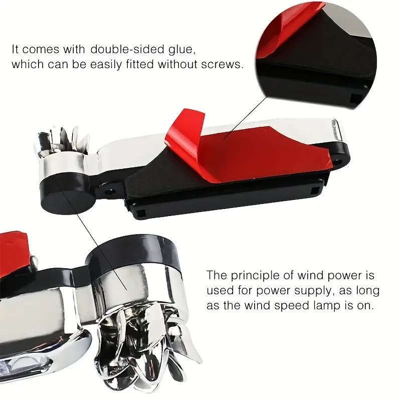 2Pcs White Car Wind Powered LED Fan Light