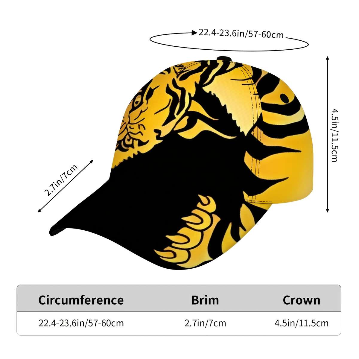 of a Bold Tiger Design Baseball Cap Adjustable