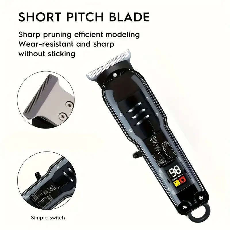 Professional Men's Hair Clipper With Stylish Transparent Digital Display