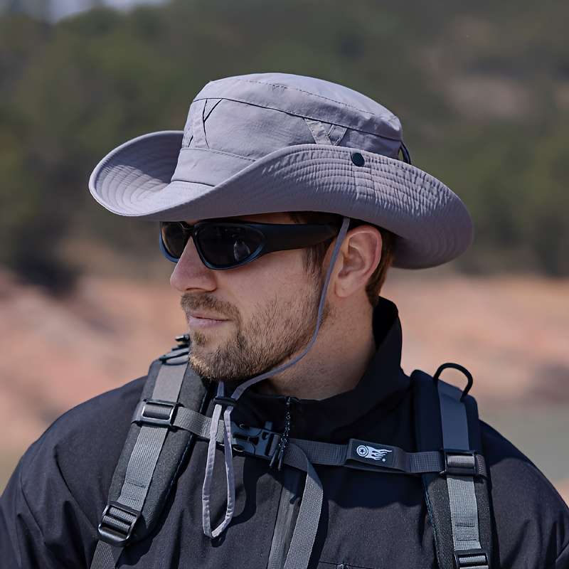 1pc Adjustable No-Logo Beige Bucket Hat with Cross Strap Durable Polyester Ideal for Outdoor Ad