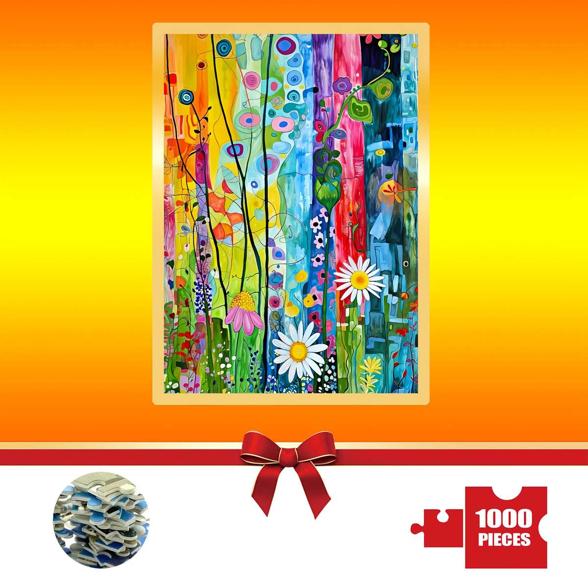 1000pcs Floral Jigsaw Puzzle for Adults Vibrant Mixed Colors with Exquisite Cutting