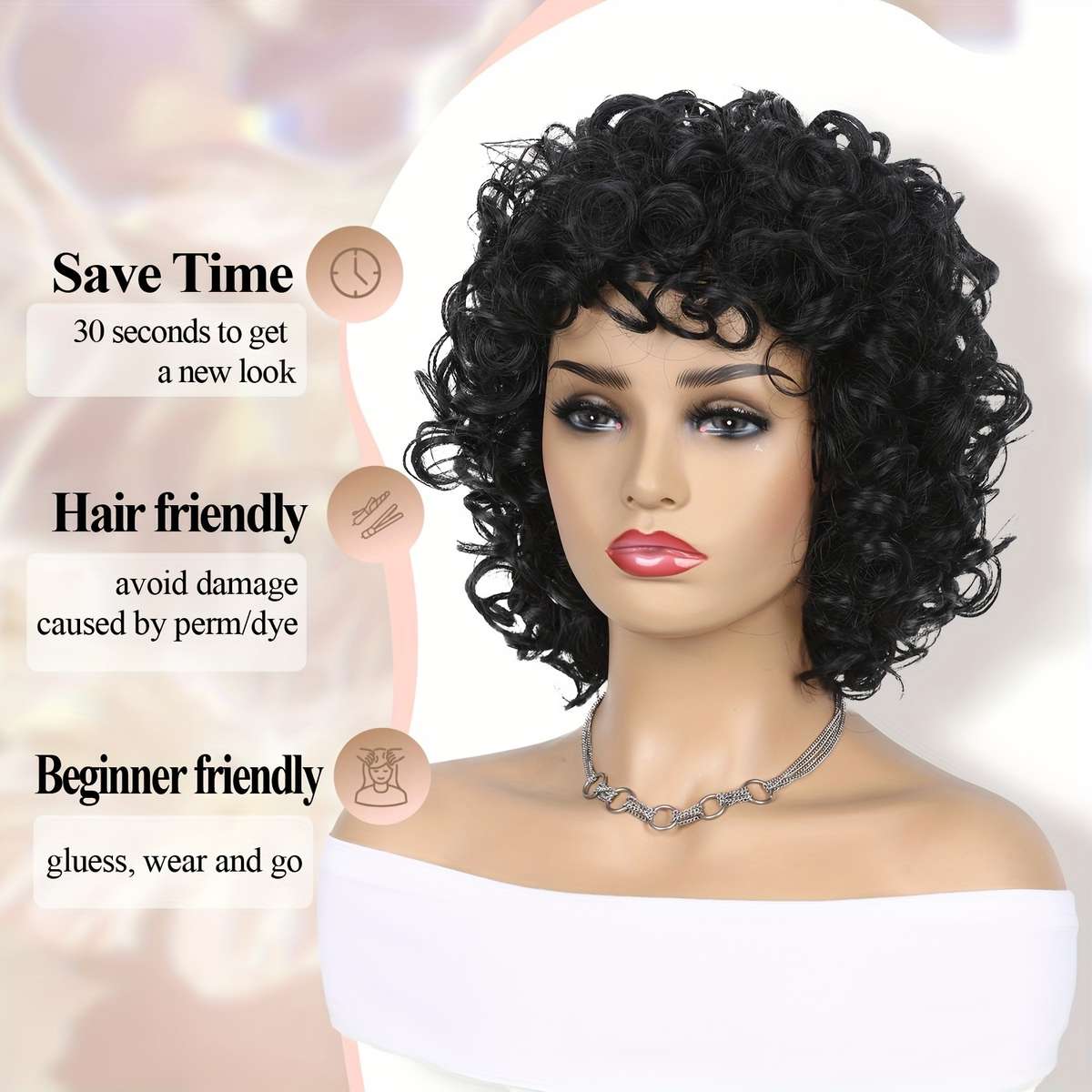 1Pc 1B 25.4cm Fashion Design Wig