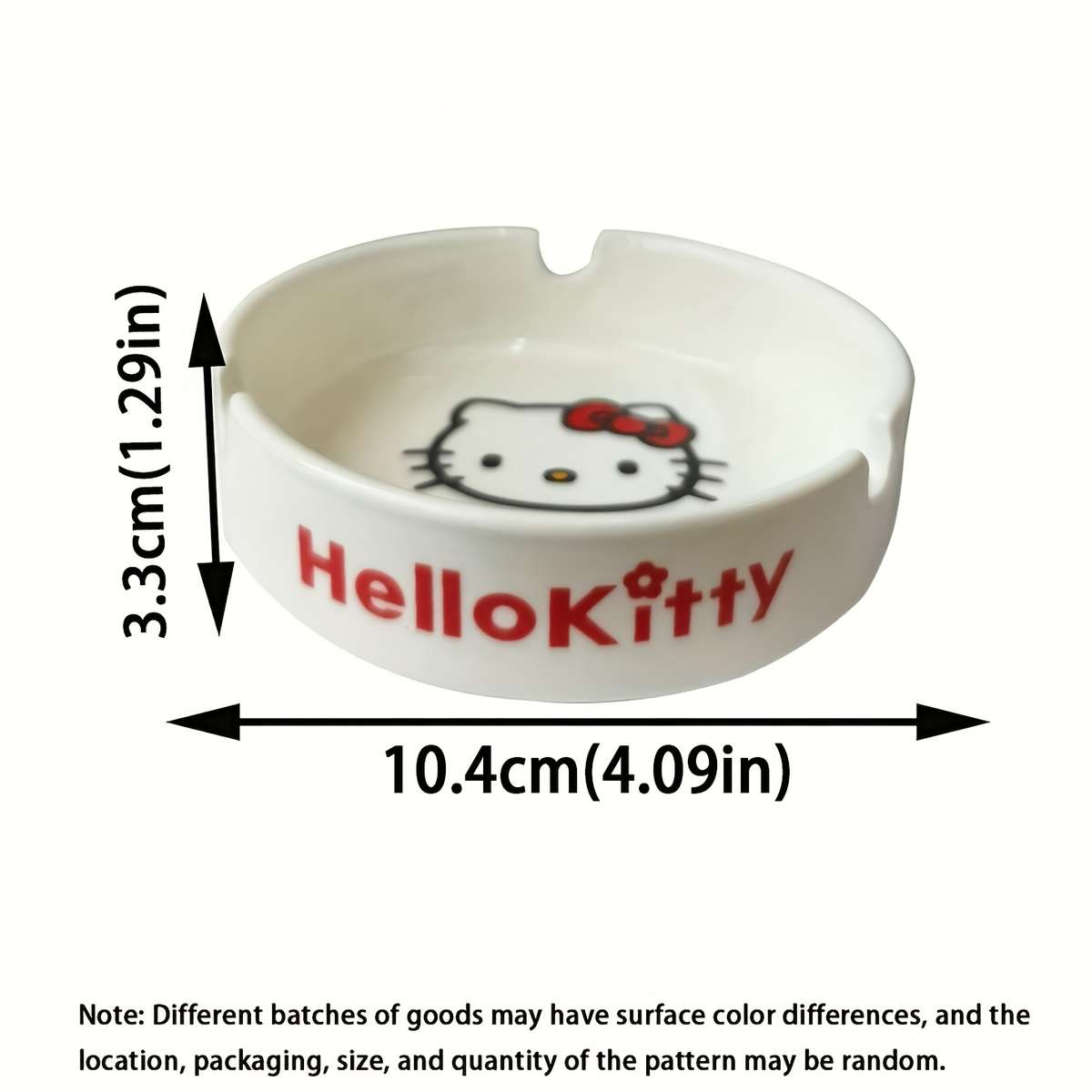 1pc Sanrio Hello Kitty Ceramic Ashtray Classic Animal Theme Round Shape No Electricity Neede