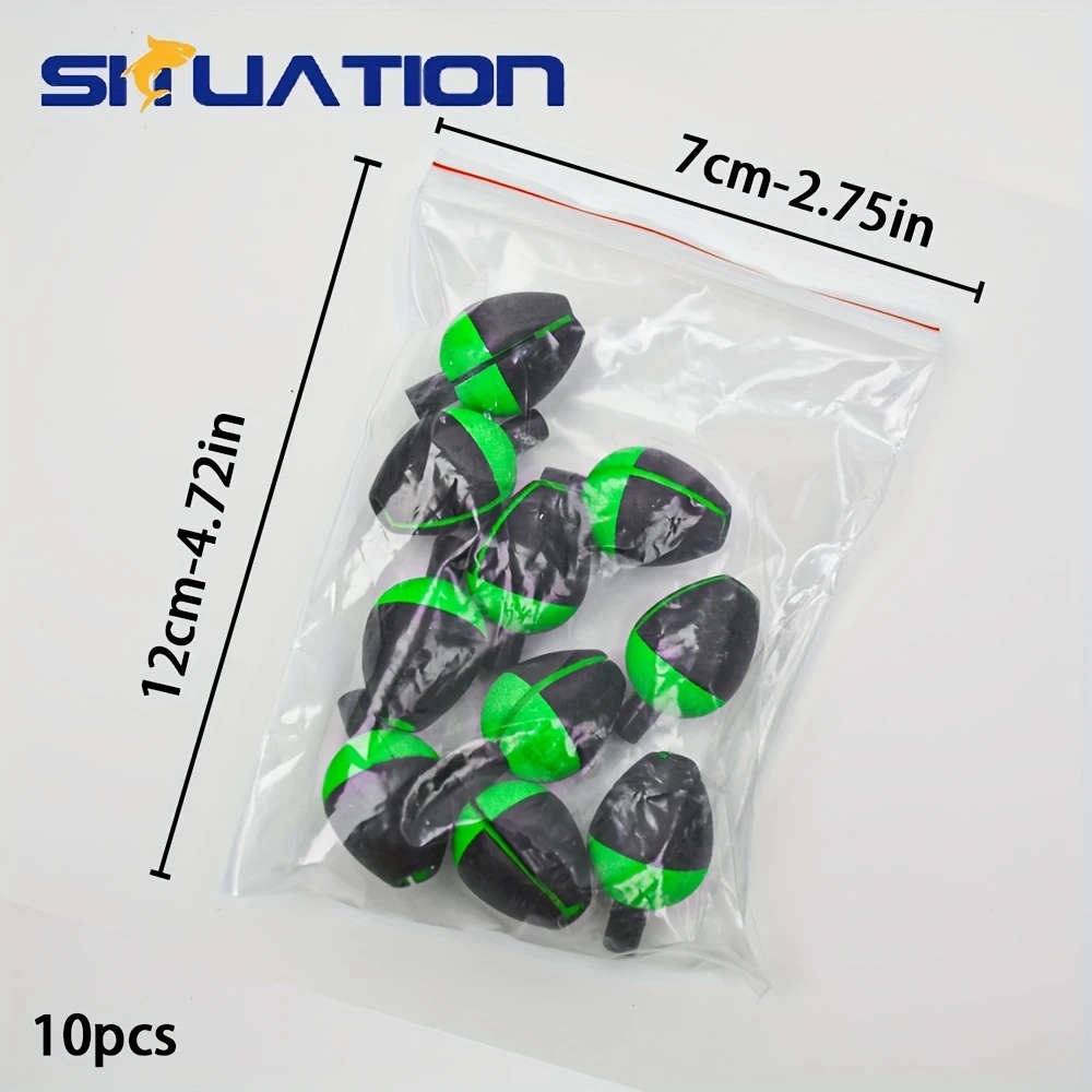 10Pcs Green EVA Elliptical Fishing Floats