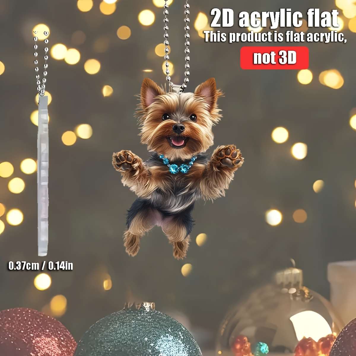 1Pc Jumping Cute Yorkshire Terrier Acrylic Hanging Ornament