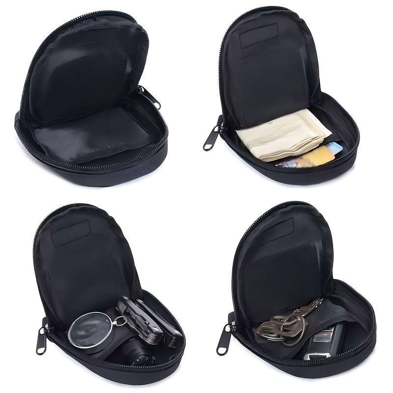 Black Nylon Mini Backpack Key Bag Unisex Compact Wallet Earphone Pouch With Multiple Zipper
