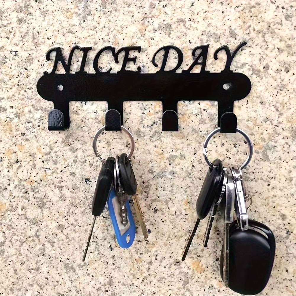 Festive Metal Key Hook with NICE DAY DesignWall Mountable Powder Coated Rust Resistant