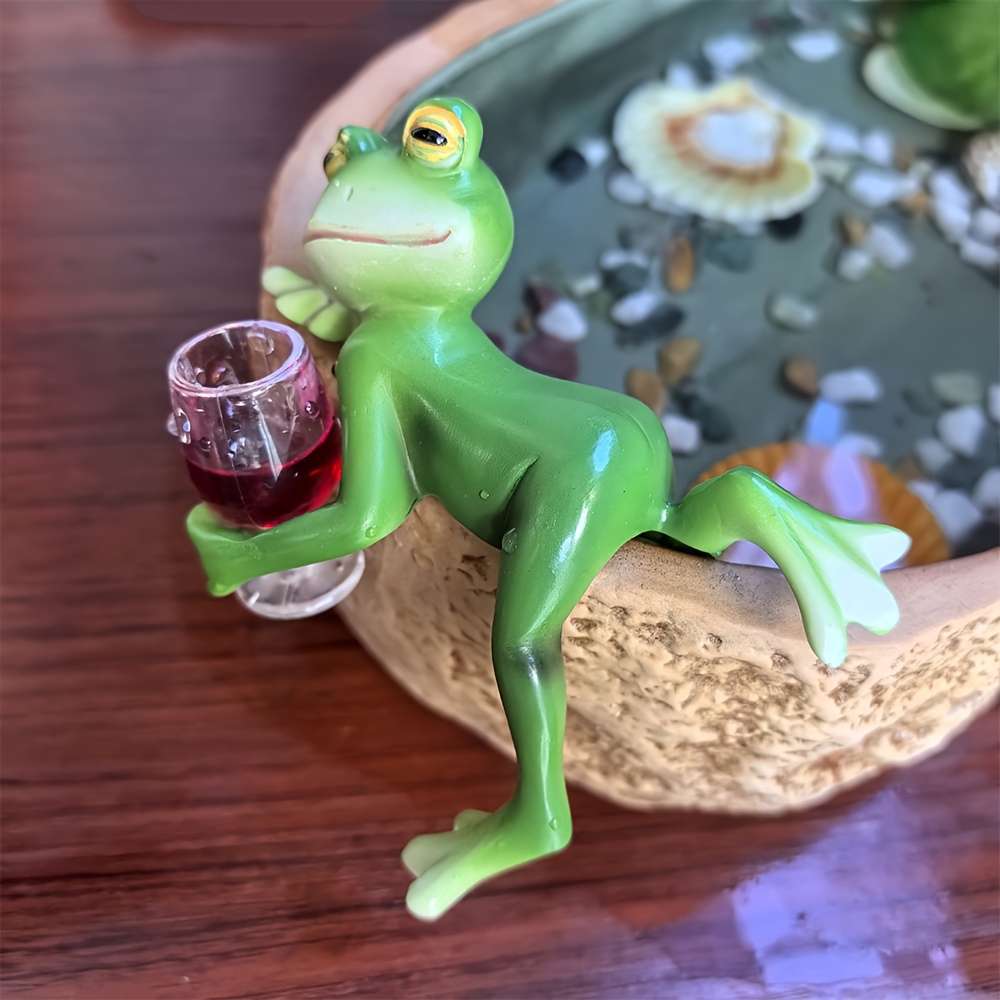 1pc 2D Flat Whimsical Frog Whimsical Green Frog Hanging Resin Decor Fun