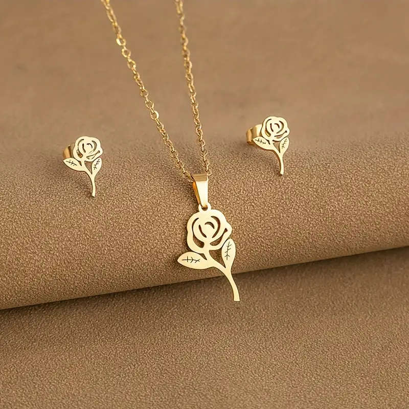 Stainless Steel Jewelry Set for Women - Rose