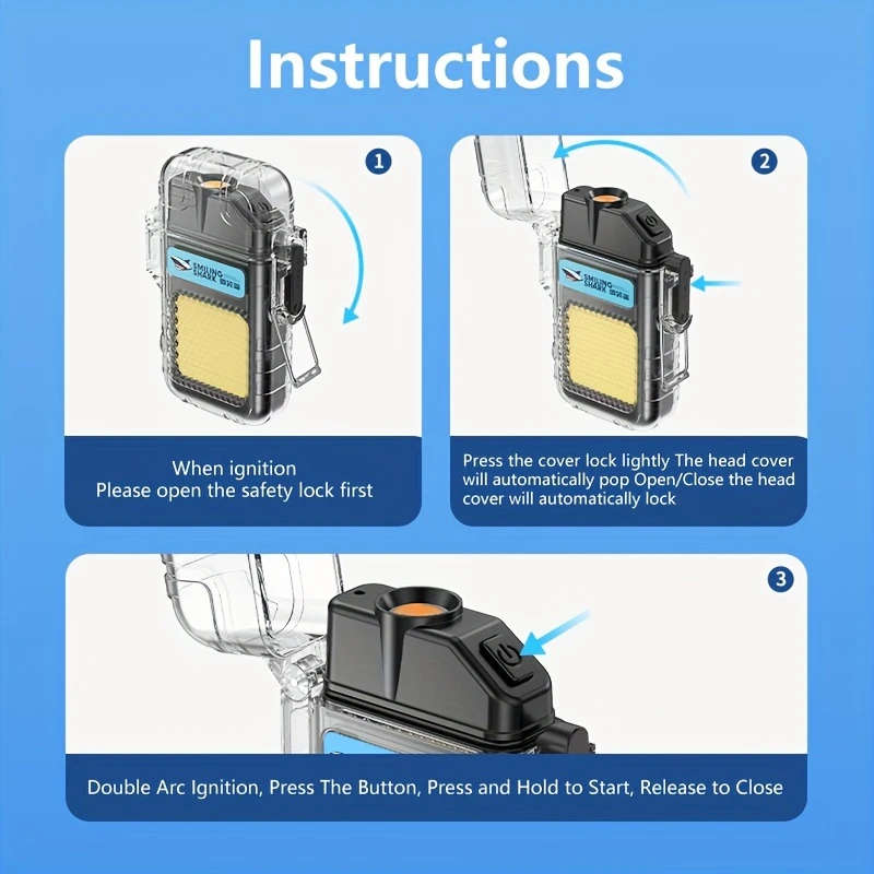 1pc TIP066 Mini USB Rechargeable Work Light Arc Lighter Super Bright COB Floodligh Windproof Flamele