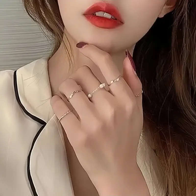 5pcs Niche Ring Trendy Simple Jewelry Set