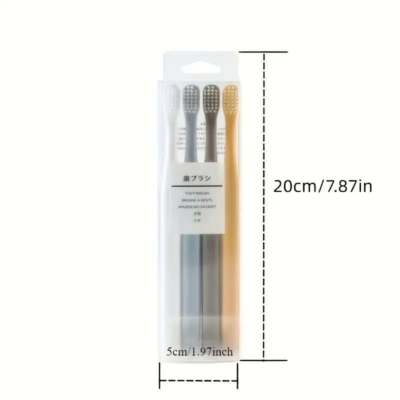 4Pack Macaron Soft Microfiber Bristle Toothbrushes Manual Toothbrushes for Adults Disposable Househo