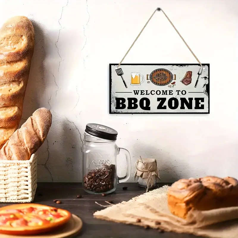 Backyard Highlight Rustic Wooden Bbq Welcome Sign Perfect