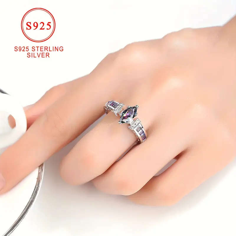 925 Silver Horse-Shaped Colorful Cubic Synthetic Zirconia Ring
