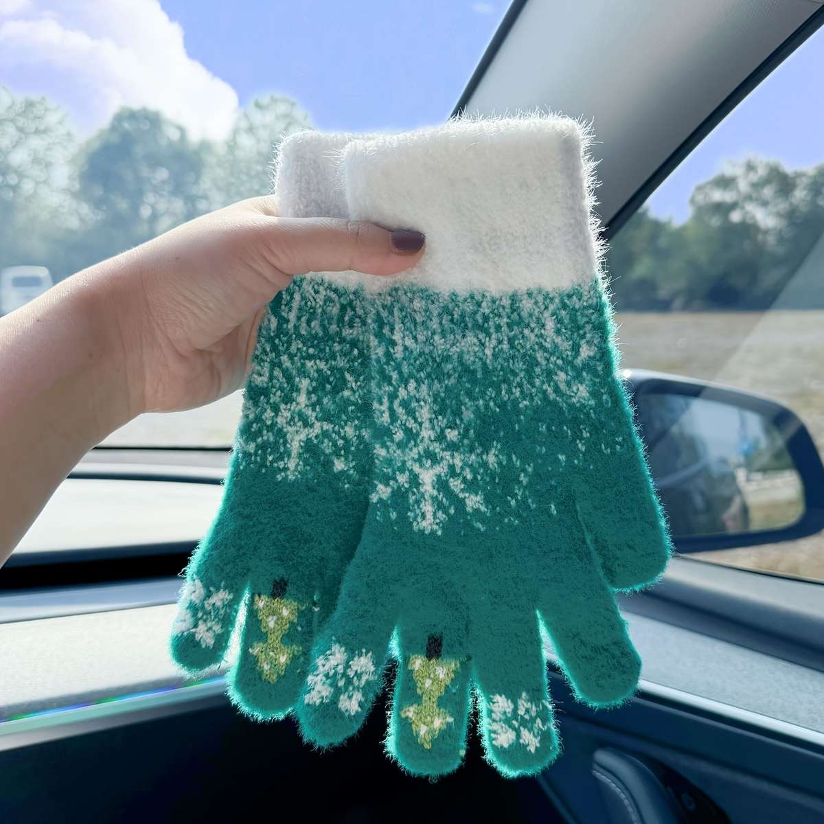 1 Pair Purple Warm Gloves