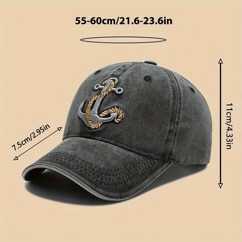 Women'S Embroidered Anchor Baseball Cap Cotton Breathable Adjustable Sun Hat