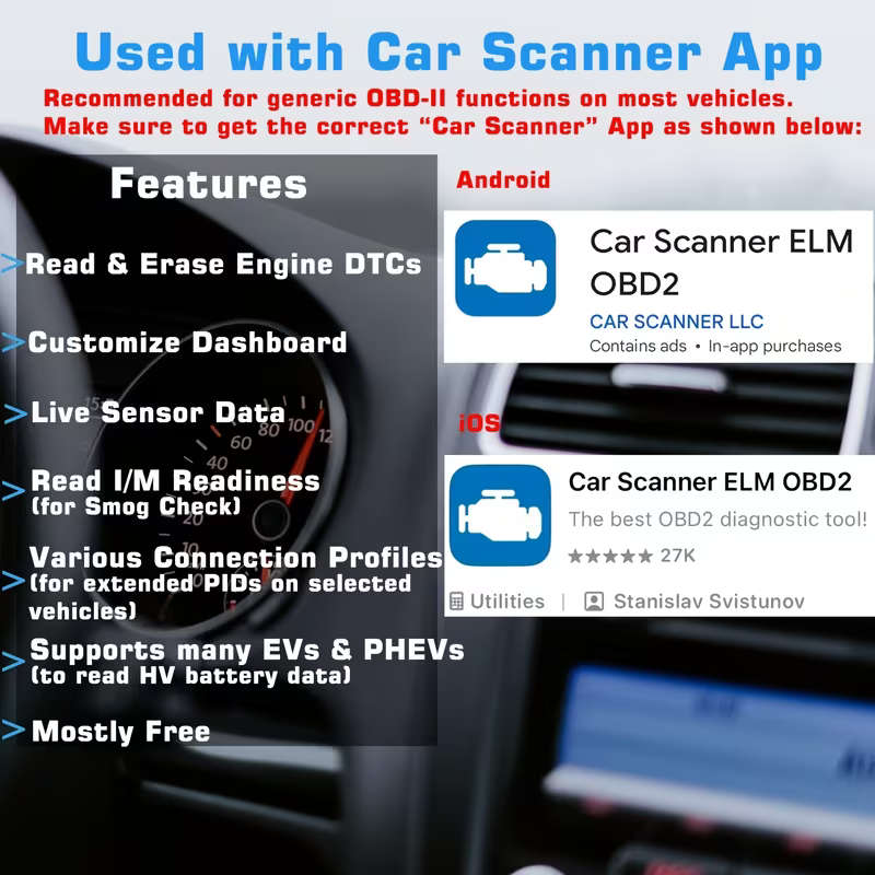 Wireless OBD2 Scanner | Full System Scan