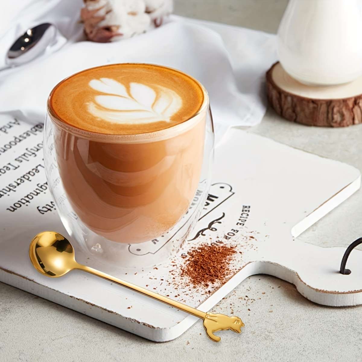 5pcs Stainless Steel Cute Mini Cat Spoons for Coffee Dessert Tea Sugar and Ice Cream Churn