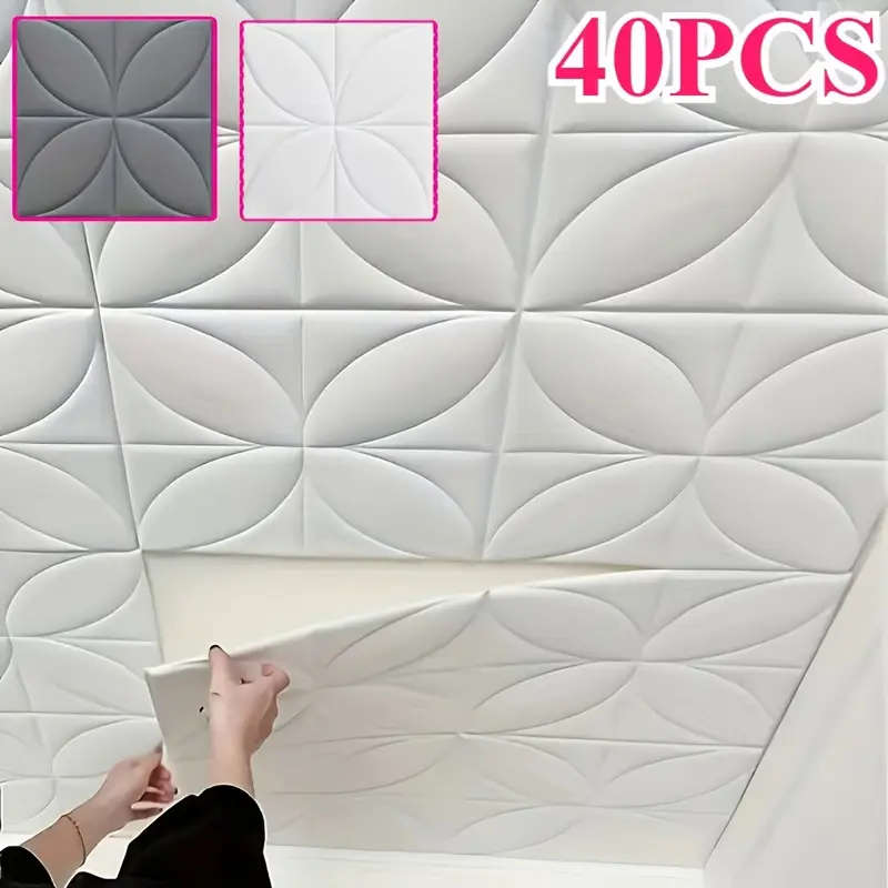 40-Piece 3D Foam Wall Tile Sticker Set