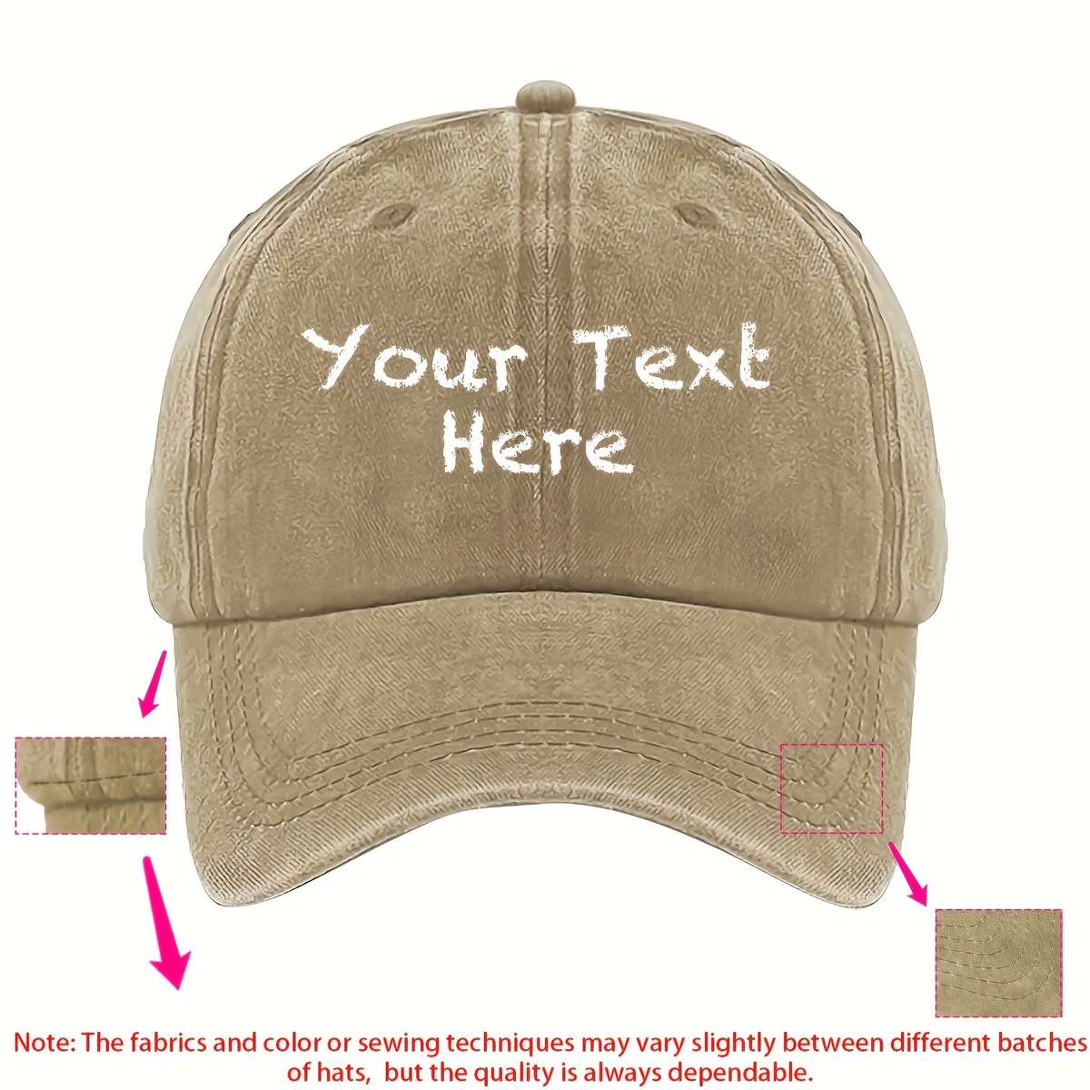 A Washable Fabric Baseball Cap With A Chalk-Style Font That Allows