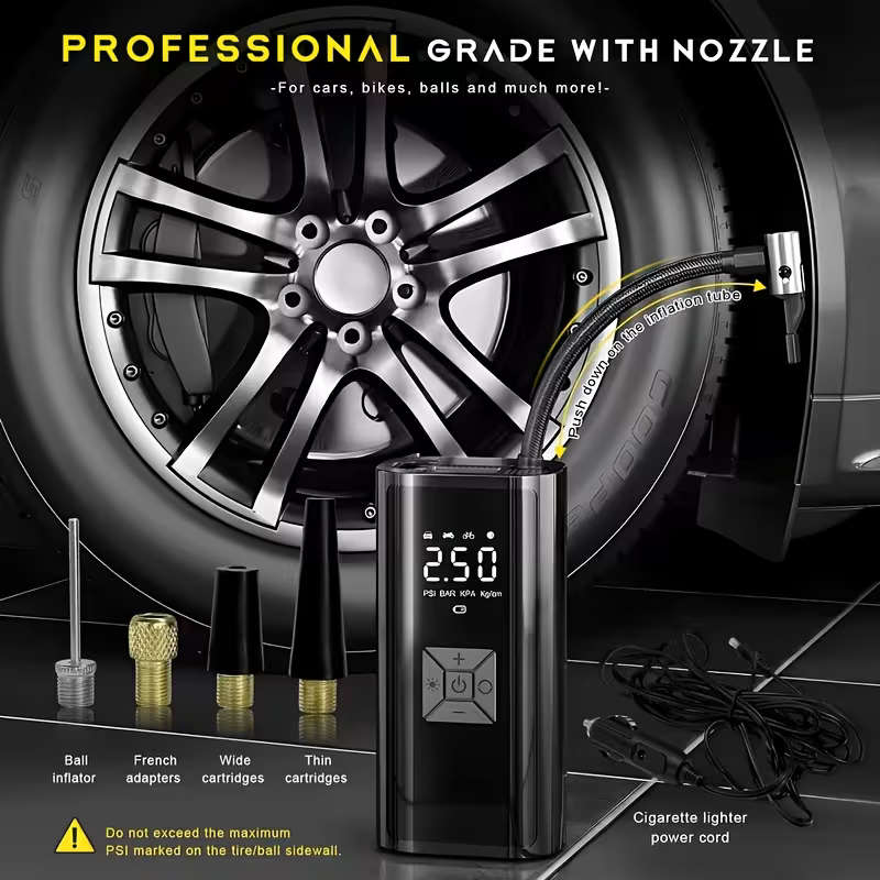 Portable Cordless Tire Inflator Air Compressor 3X Fast 150 PSI Electric Pump