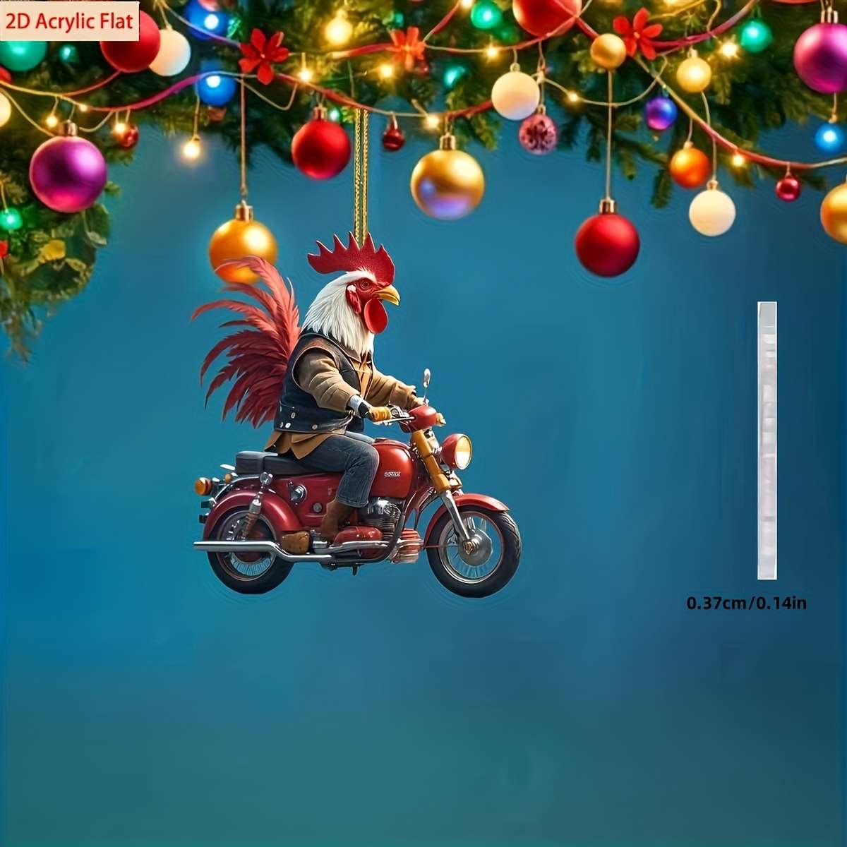1pc 2D Flat    Acrylic Chicken Motorcycle Decoration Universal Holiday Decor No Electr