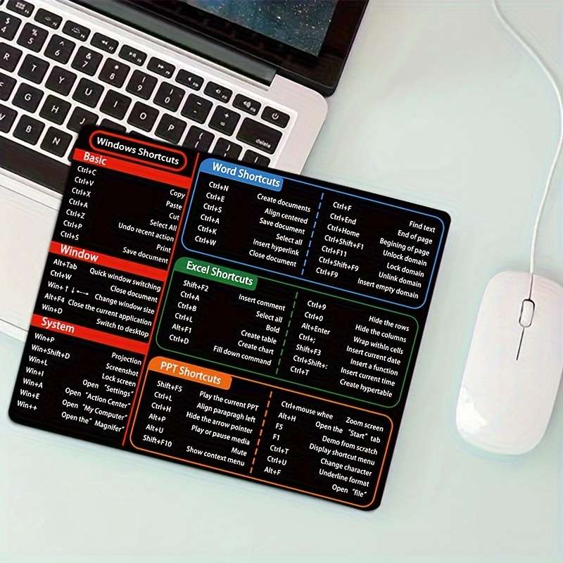 1pc Simple Windows Shortcuts Mouse Pad Office Mousepad Home Mouse Mat MousePads