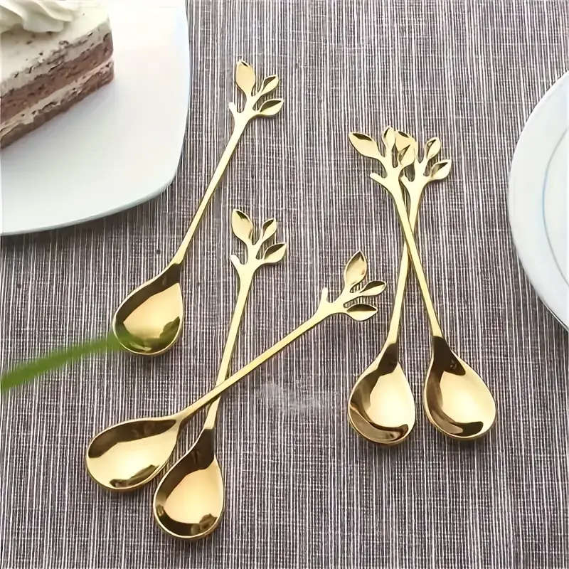 Stainless Steel Leaf Spoons Set x 5
