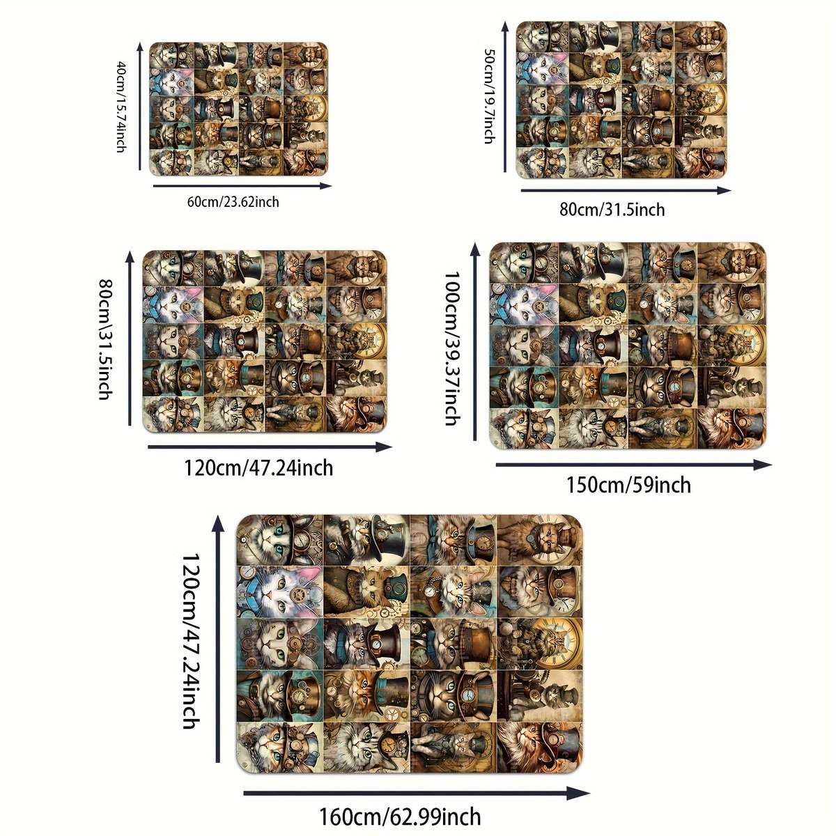 1Pc Cat 50cmx80cm 19.68x31.5inch Floor Mat