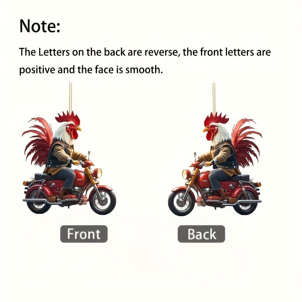 1pc 2D Flat    Acrylic Chicken Motorcycle Decoration Universal Holiday Decor No Electr
