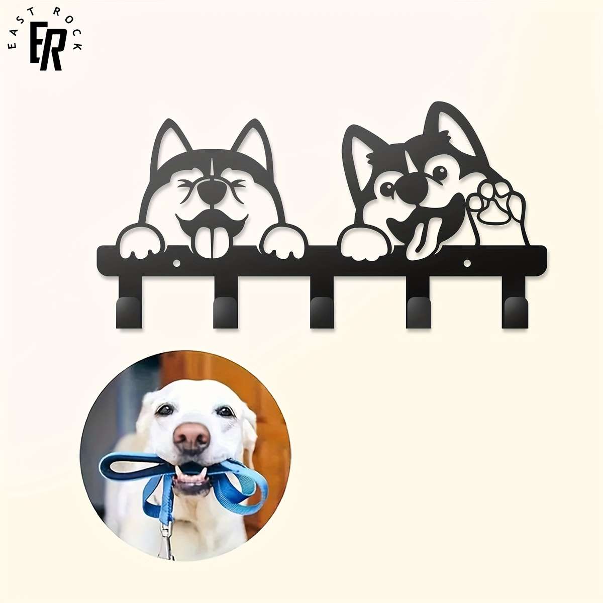 1pc Adorable Metal Dog-Themed Key Holder Rust-Resistant Wall-Mounted Multi-Functional Ho