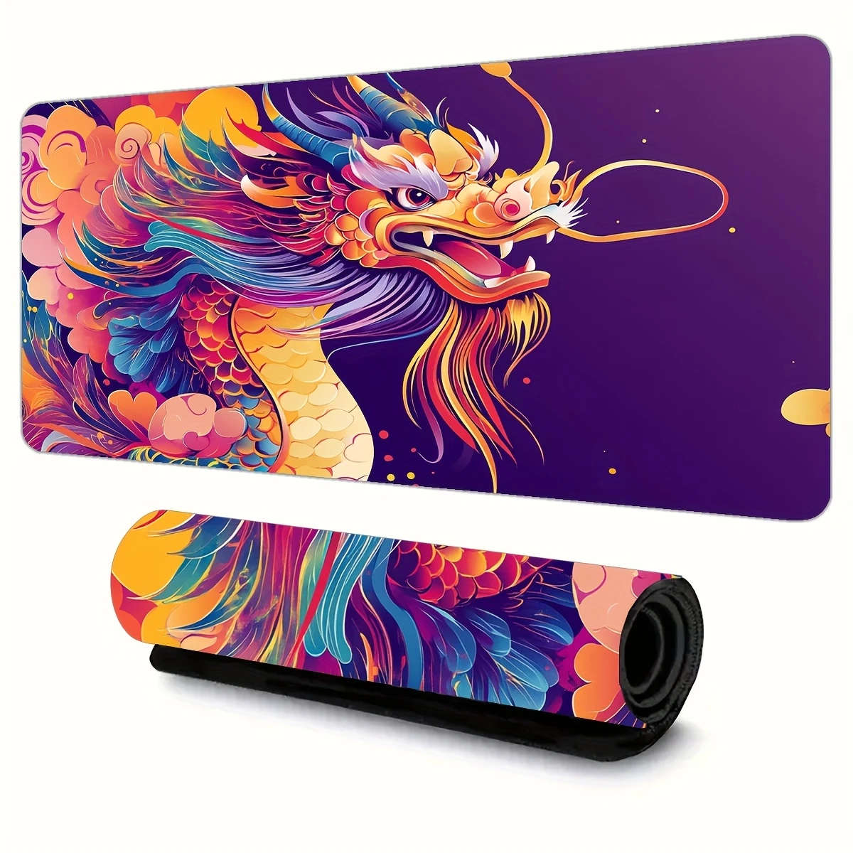 30x80cm Vibrant Dragon Design Gaming Mouse Pad Waterproof Non-Slip Rubber Base