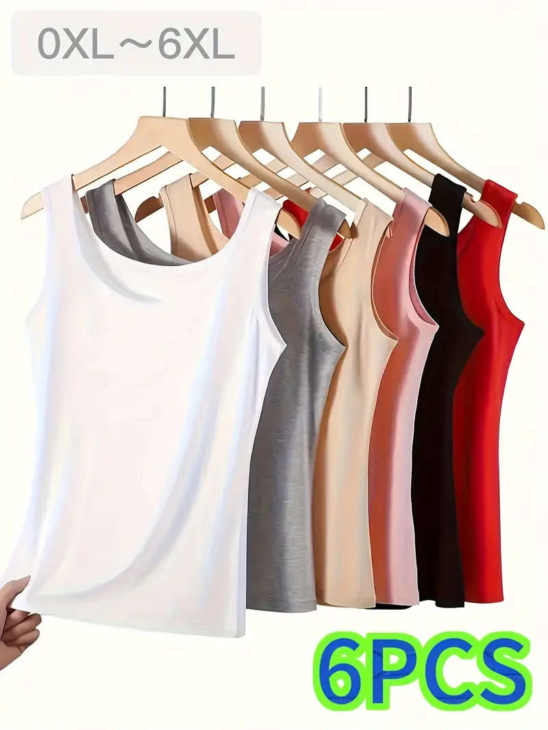 6-Piece Plus Size Women's Tank Top Set 4XL