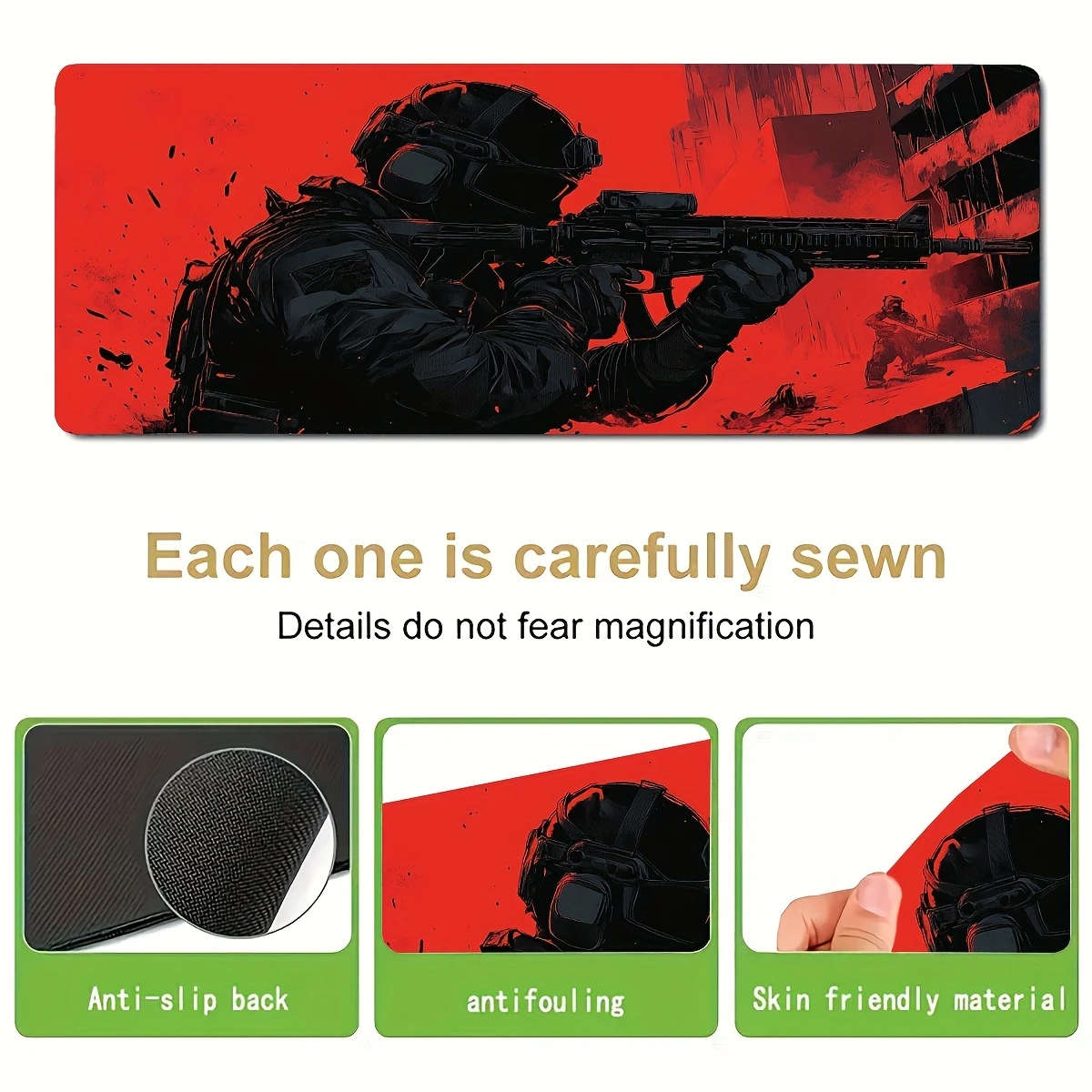 30x80cm Military-Themed Gaming Desk Mat Durable Non-Slip Washable Surface