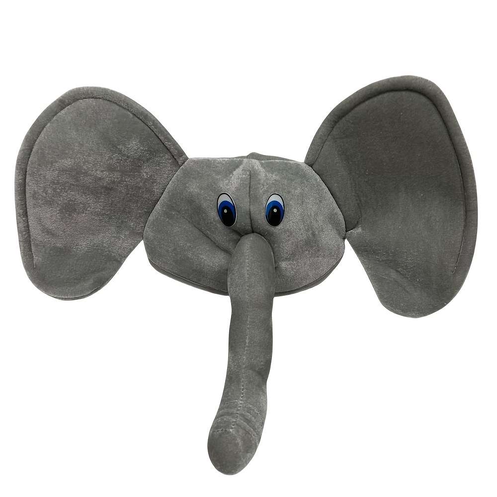1pc Gray Elephant Hat with Blue Eyes Fun Festive Accessory for Parties Celebrations and Stage